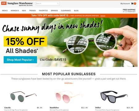 website thubmnail of Sunglass Warehouse