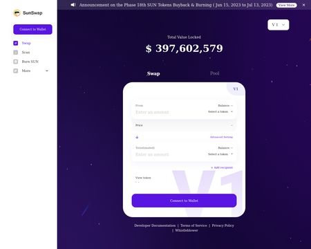 website thubmnail of Sunswap
