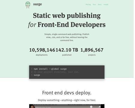 website thubmnail of Surge.sh