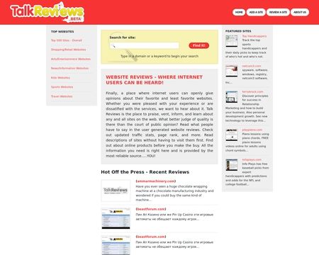 website thubmnail of Talkreviews