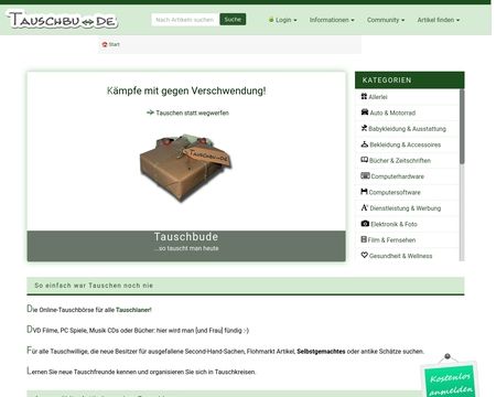 website thubmnail of Tauschbu.de
