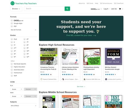 website thubmnail of Teachers Pay Teachers