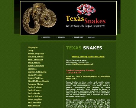 website thubmnail of Texas Snakes