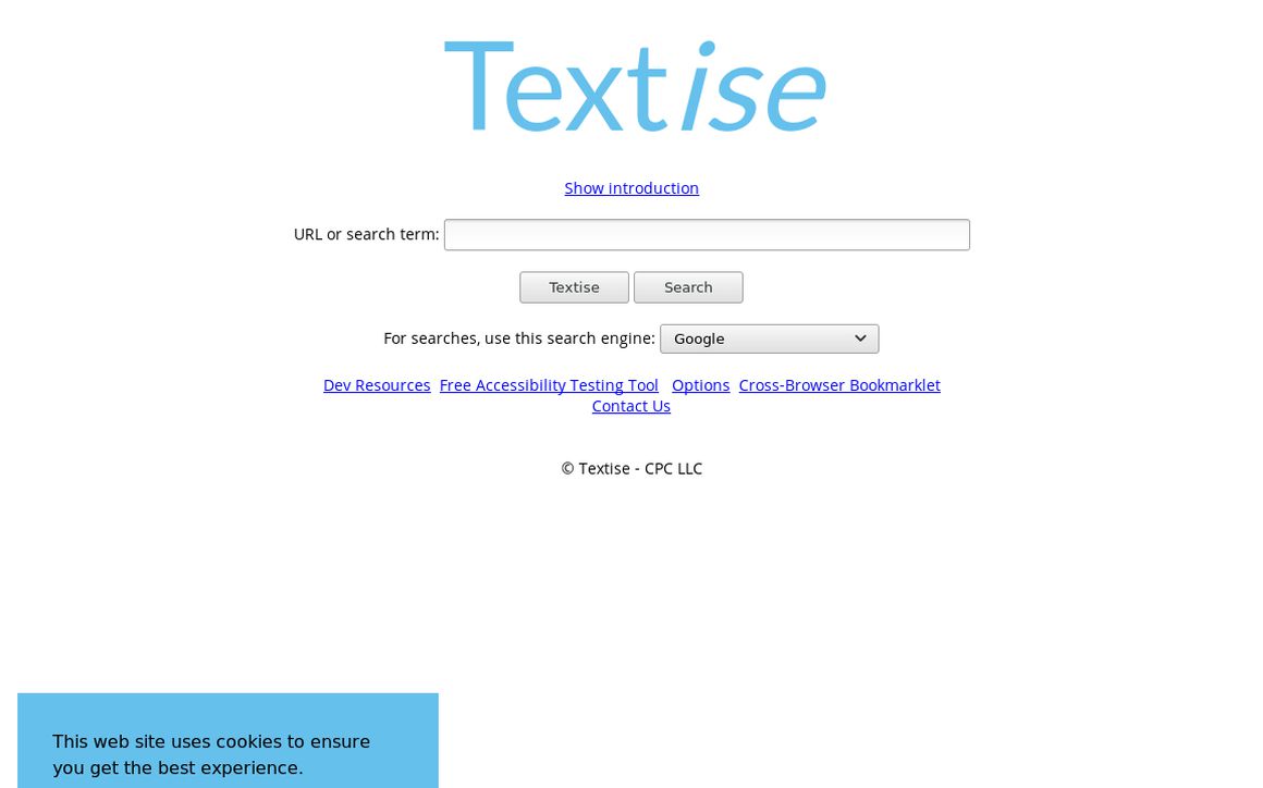 website thubmnail of Textise.net