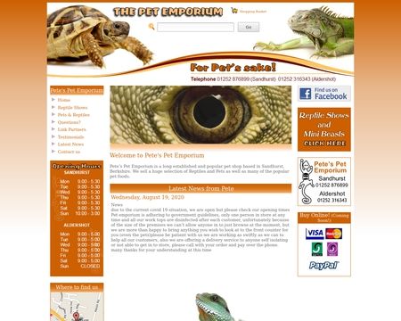 website thubmnail of Petes Pet Emporium