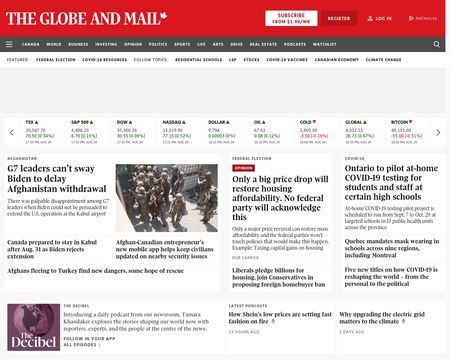 website thubmnail of The Globe and Mail