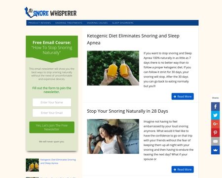 website thubmnail of The Snore Whisperer