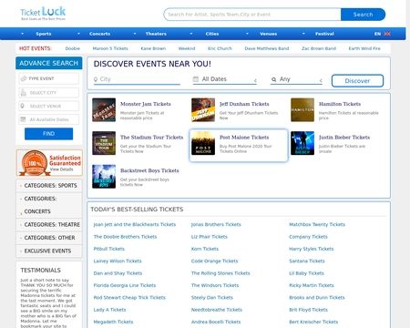 website thubmnail of Ticket Luck