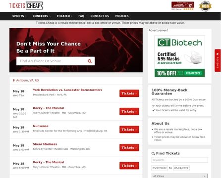 website thubmnail of Tickets.Cheap
