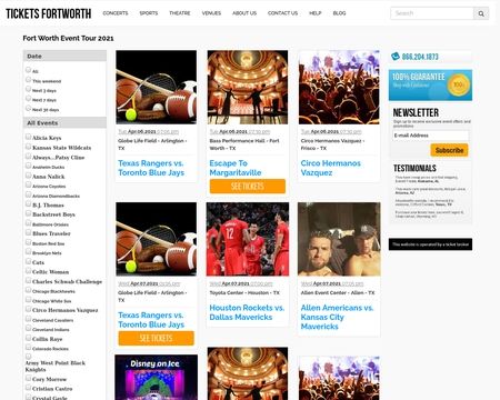 website thubmnail of Ticketsfortworth.org