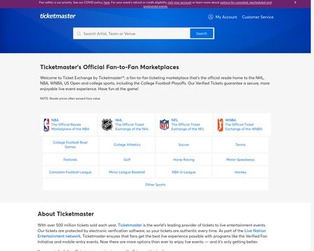 website thubmnail of TicketsNow