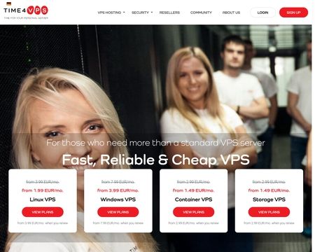 website thubmnail of Time4VPS