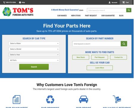 website thubmnail of Tom's Foreign Auto Parts