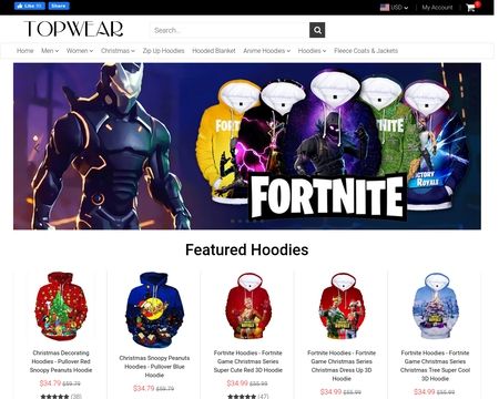 website thubmnail of Topwear Shop