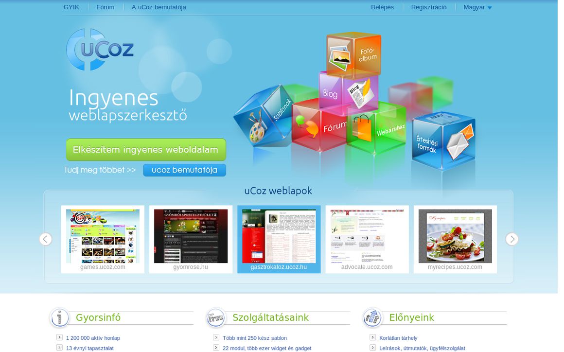 website thubmnail of Ucoz.hu