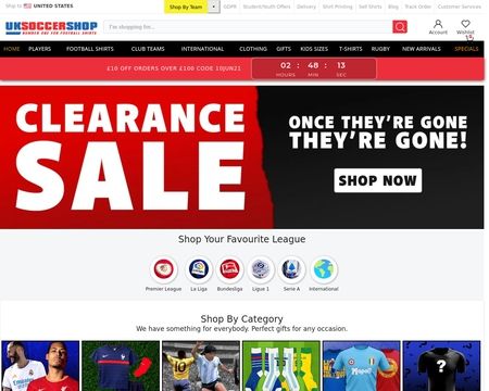 website thubmnail of UK Soccer Shop
