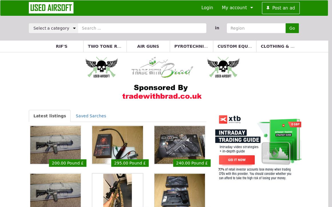 website thubmnail of Usedairsoft.co.uk