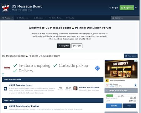 website thubmnail of USMessageBoard