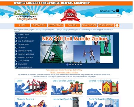website thubmnail of Utah Bouncin Bins