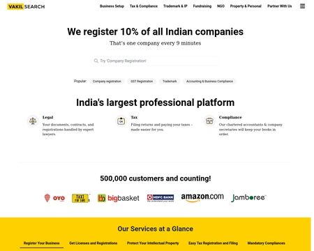 website thubmnail of Vakilsearch