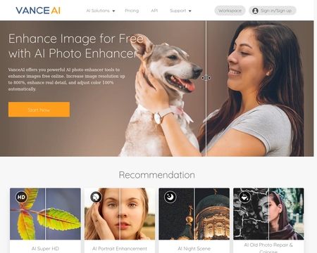 website thubmnail of VanceAI