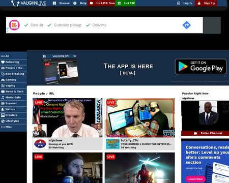 website thubmnail of Vaughn Live