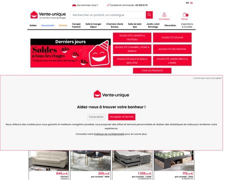 website thubmnail of Vente-unique.be