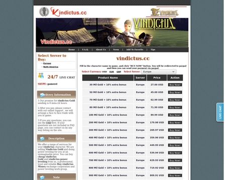 website thubmnail of Vindictus.cc