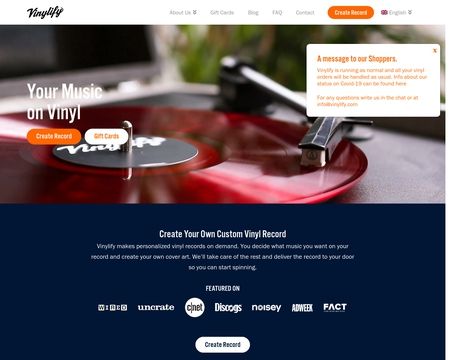 website thubmnail of Vinylify