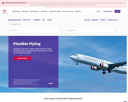 website thubmnail of Virgin Australia