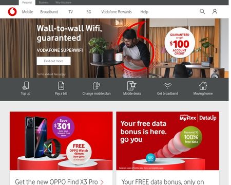 website thubmnail of Vodafone NZ