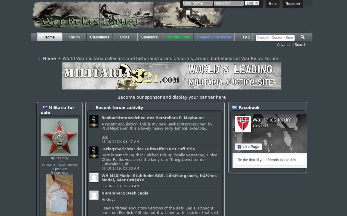 website thubmnail of Warrelics.eu