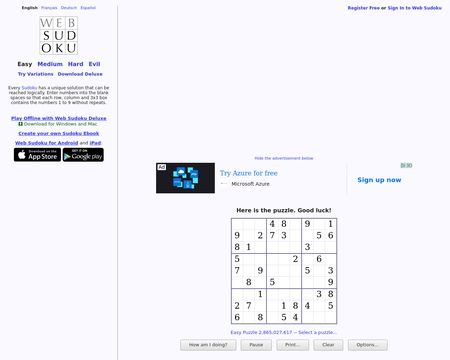 website thubmnail of Web Sudoku
