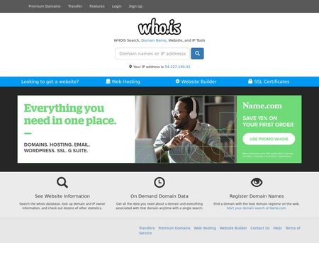 website thubmnail of Who.is