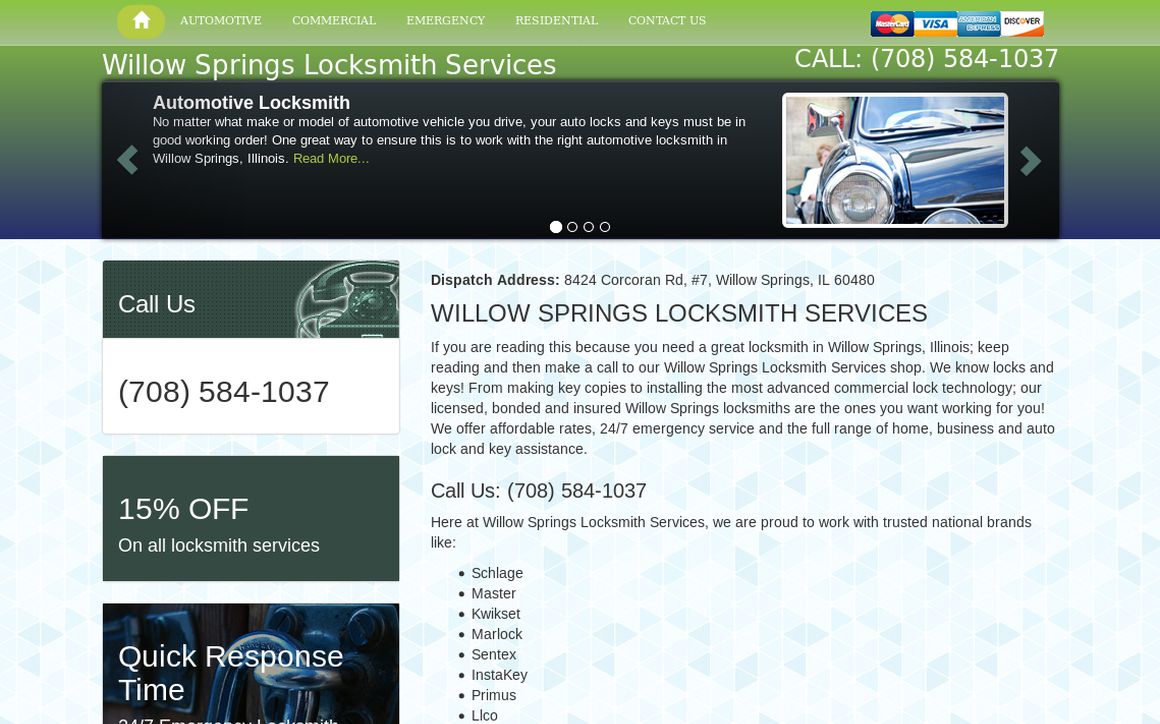 website thubmnail of Willowspringslocksmith.net