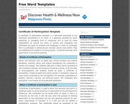 website thubmnail of Free Word Templates