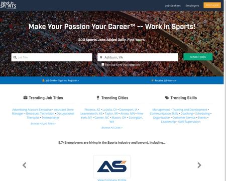 website thubmnail of Work In Sports