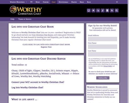 website thubmnail of Worthy Christian Chat