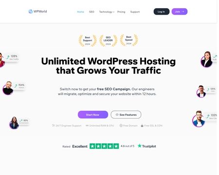 website thubmnail of Wpworld.host