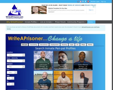 website thubmnail of WriteAPrisoner