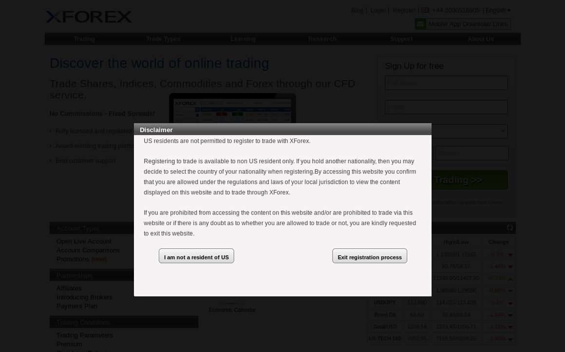 website thubmnail of XForex