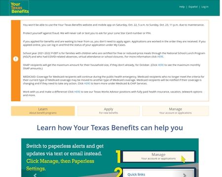 website thubmnail of Yourtexasbenefits