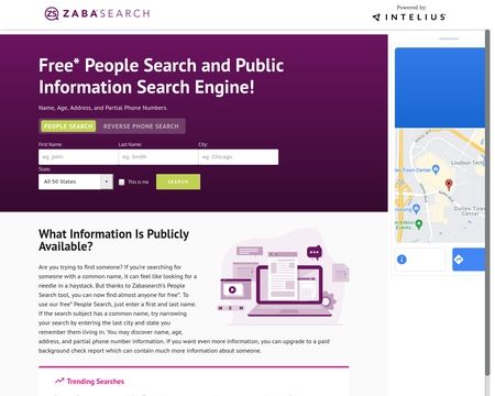 website thubmnail of Zaba Search