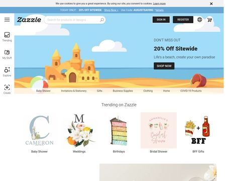 website thubmnail of Zazzle UK