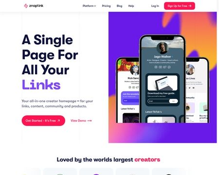 website thubmnail of Znap.link
