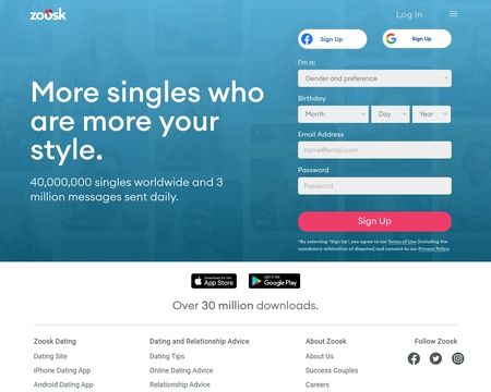website thubmnail of Zoosk